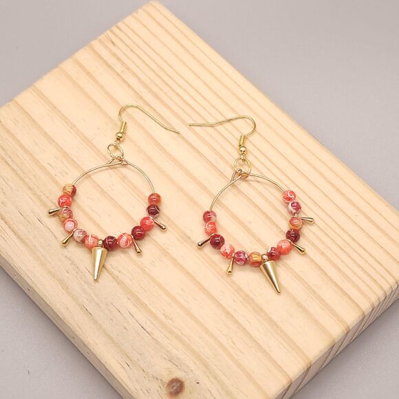 Hand Crafted Jewelry - Golden Spike Blaze Earrings